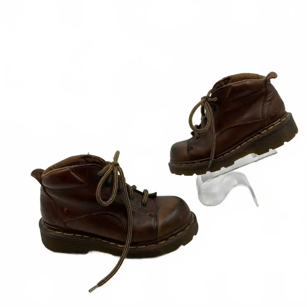 Dr. Martens Brown Leather Combat Boots | Girls 1G (UK-Made)